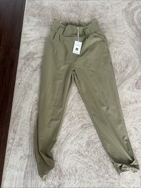 Women’s Olive Green Paperbag Waist Jogger Pants